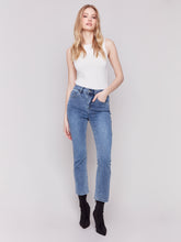 Load image into Gallery viewer, Charlie B Medium Blue Bootleg Stretch Denim 5-Pockets Pant
