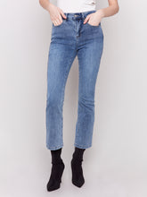 Load image into Gallery viewer, Charlie B Medium Blue Bootleg Stretch Denim 5-Pockets Pant
