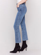 Load image into Gallery viewer, Charlie B Medium Blue Bootleg Stretch Denim 5-Pockets Pant
