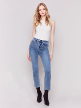 Load image into Gallery viewer, Charlie B Medium Blue Bootleg Stretch Denim 5-Pockets Pant
