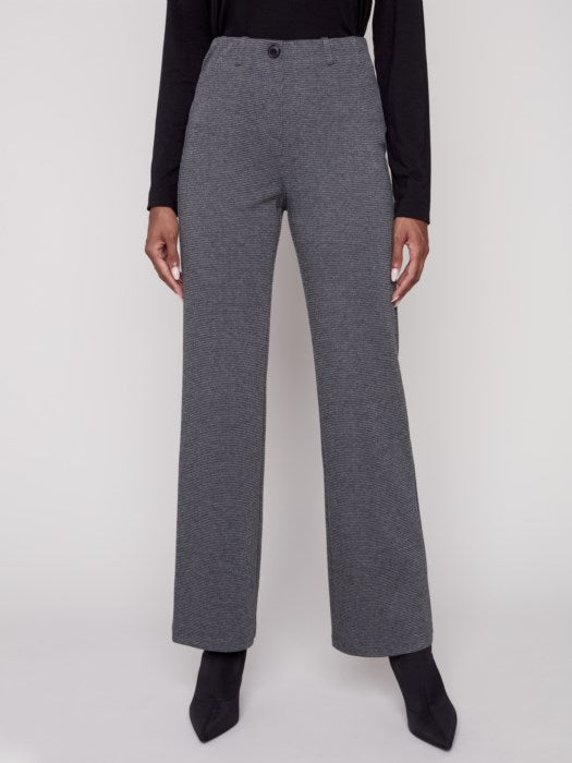 Charlie B Charcoal Flare PDR Plaid Pull-On Pant