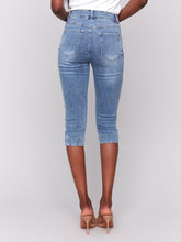 Load image into Gallery viewer, Charlie B Medium Blue Knee High Capri Denim Pant
