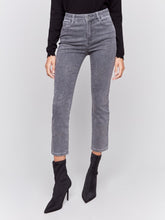 Load image into Gallery viewer, Charlie B Grey Soft Knit Denim With Slim Leg And All Over Studs Pant
