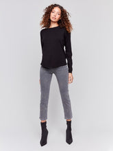 Load image into Gallery viewer, Charlie B Grey Soft Knit Denim With Slim Leg And All Over Studs Pant
