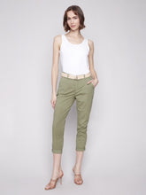 Load image into Gallery viewer, Charlie B Celadon Stretch Twill Slim Pant Narrow Leg With Belt
