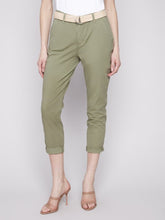 Load image into Gallery viewer, Charlie B Celadon Stretch Twill Slim Pant Narrow Leg With Belt
