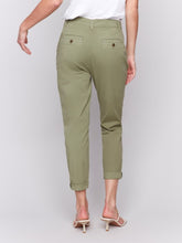 Load image into Gallery viewer, Charlie B Celadon Stretch Twill Slim Pant Narrow Leg With Belt
