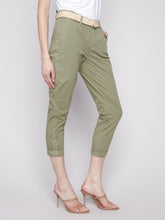 Load image into Gallery viewer, Charlie B Celadon Stretch Twill Slim Pant Narrow Leg With Belt
