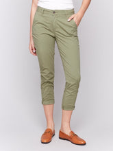 Load image into Gallery viewer, Charlie B Celadon Stretch Twill Slim Pant Narrow Leg With Belt
