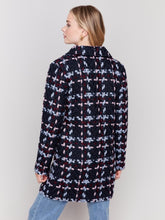 Load image into Gallery viewer, Charlie B Straight Cut Textured Plaid Bouclé Button Front Coat with Patch Pockets in Black &amp; White or Pastel
