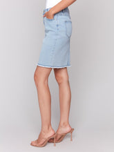 Load image into Gallery viewer, Charlie B Stretch Denim Skort With Frey Hem in Bleach Blue
