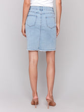 Load image into Gallery viewer, Charlie B Stretch Denim Skort With Frey Hem in Bleach Blue
