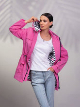 Load image into Gallery viewer, Alison Sheri Fuchsia Waterproof &amp; Windproof Zipper Rain Coat with Hood
