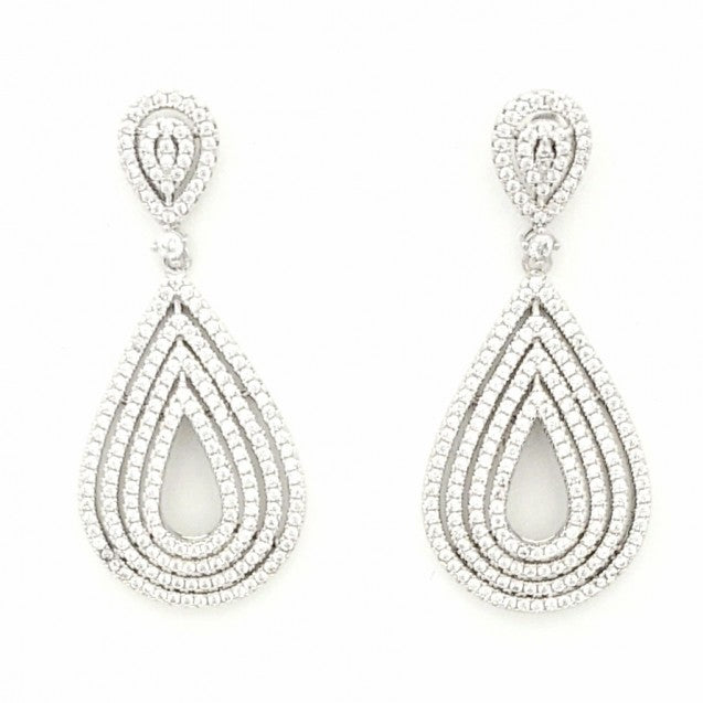 Fashion Jewelry Small Clear Cubic Zirconia Teardrop Dangle Stud Earrings