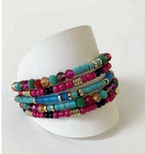Load image into Gallery viewer, Caracol Multi Row Bracelet with Assorted Beads &amp; Magnetic Clasp
