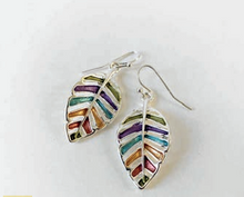 Load image into Gallery viewer, Caracol Hand Painted Leaves Earrings on Hooks
