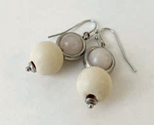 Load image into Gallery viewer, Caracol Silver Natural Stone &amp; Wood Beads Dangle Earrings on Hooks
