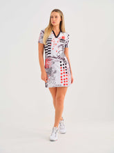 Load image into Gallery viewer, Dolcezza Coral Shards Short Sleeve V-Neck Golf Dress
