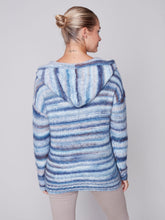 Load image into Gallery viewer, Charlie B Denim Striped Hooded Pull Over With Kangaroo Pocket
