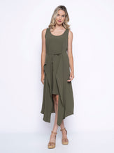 Load image into Gallery viewer, Picadilly Olive Scoop Neck Sleeveless Mid-Length Dress
