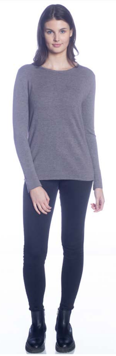 DKR & Co Long Sleeve Crew Neck Sweater in Taupe Melange or Dark Brown