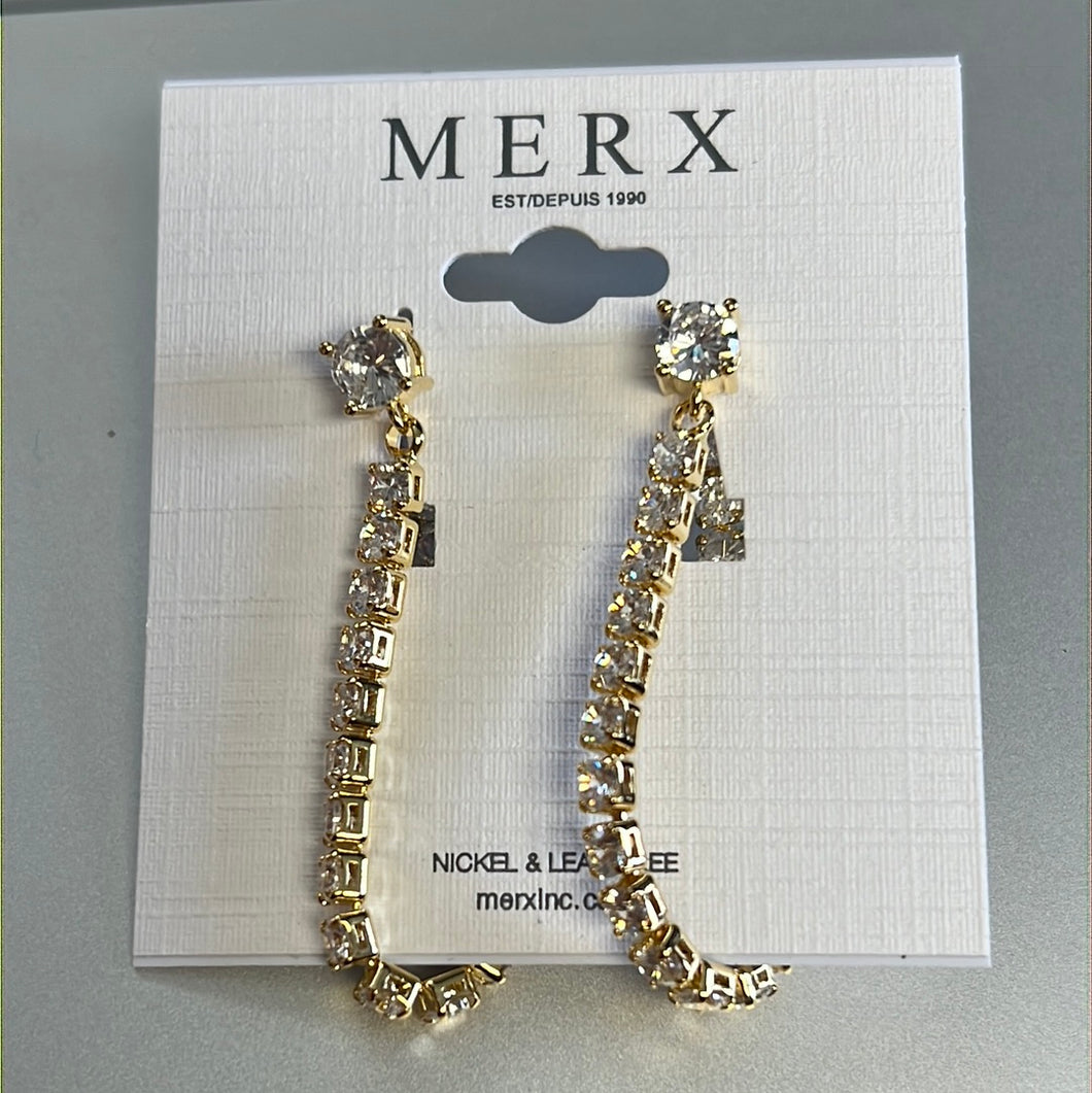 Merx Sofistica Gold & Crystal Dangle Post Earring