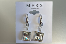 Load image into Gallery viewer, Merx Fashion Square Crystal Dangle Earrings in Silver or Gold
