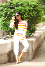 Load image into Gallery viewer, Elena Wang Crew Neck Multi Colour Stripe Sweater
