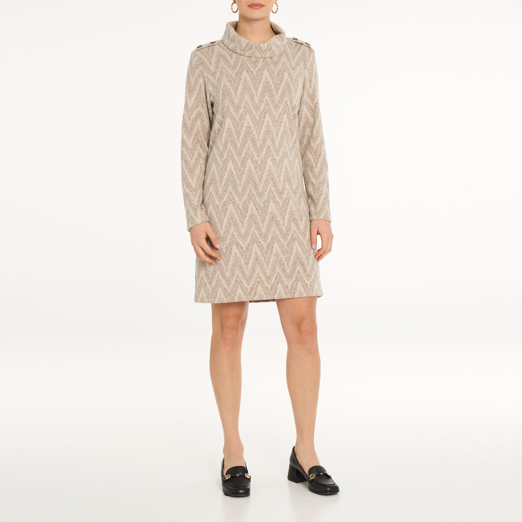 Devia Collection Beige Blend Mock Neck Dress
