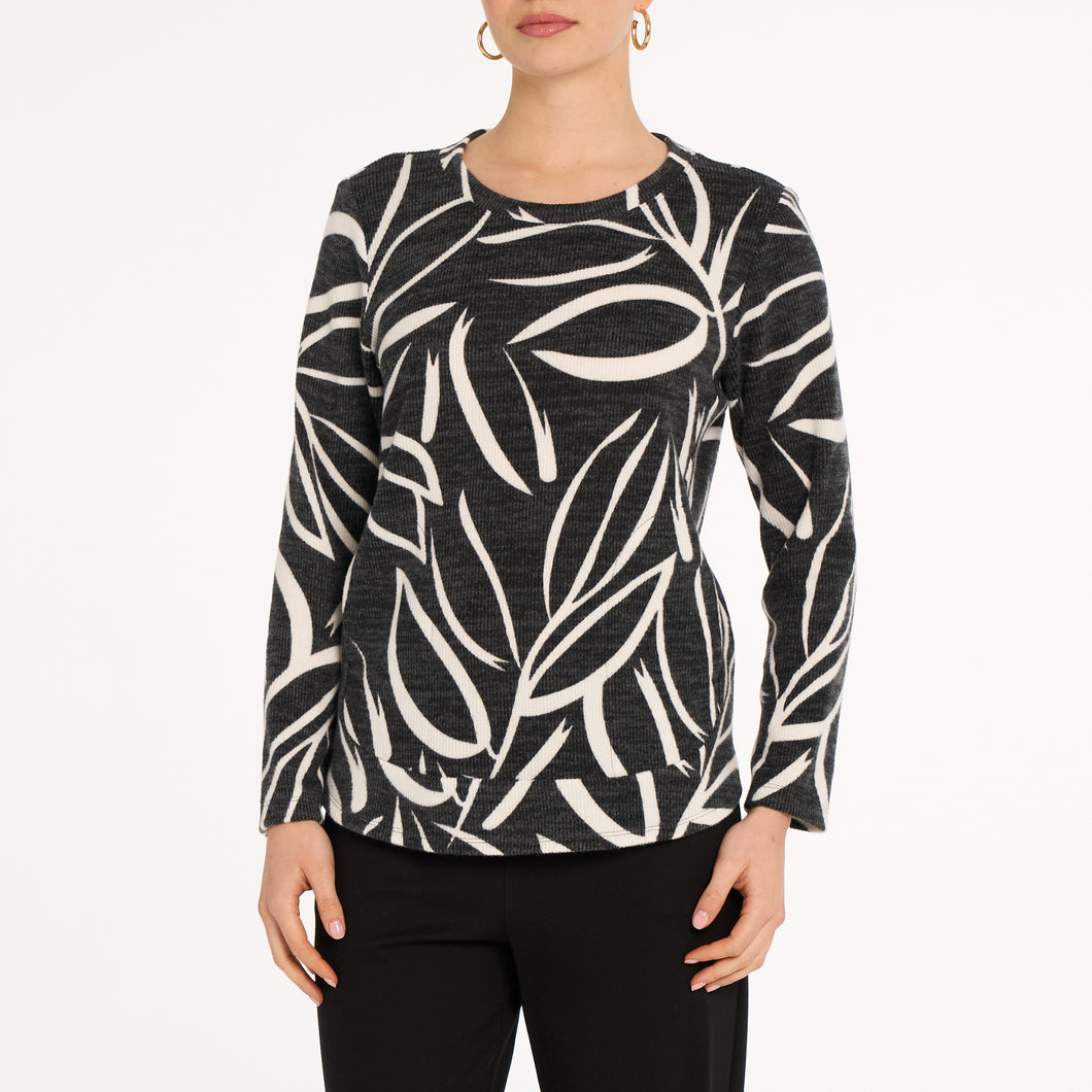 Devia Collection Charcoal & White Printed Long Sleeve