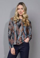 Load image into Gallery viewer, Picadilly Terracotta Multi Crew Neck Heather Knit Printed Top
