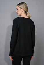 Load image into Gallery viewer, Picadilly Black Sweater with Rhinestone Hearts &amp; Stars
