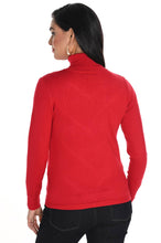 Load image into Gallery viewer, Frank Lyman Red Long Sleeve Turtleneck Sparkle Knit Top
