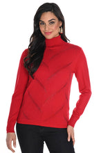 Load image into Gallery viewer, Frank Lyman Red Long Sleeve Turtleneck Sparkle Knit Top
