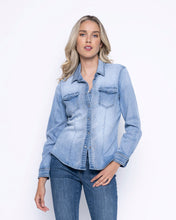 Load image into Gallery viewer, Picadilly Light Denim Great Escapes Embellished Denim Shirt
