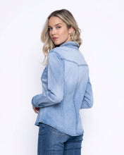 Load image into Gallery viewer, Picadilly Light Denim Great Escapes Embellished Denim Shirt
