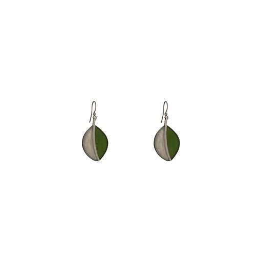 Merx Resin Shiny White & Green Leaf Earrings