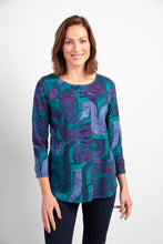 Load image into Gallery viewer, Habitat Baltic Multi-Coloured Round Neck Ruched Shaped Geo Print Shirt - 100% Cotton

