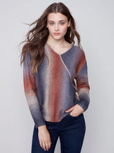 Load image into Gallery viewer, Charlie B Port V-Neck Wrap Front Sweater With Ombré Color Knit
