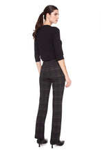 Load image into Gallery viewer, UP! Dark Plaid Heavy Ponte Bootcut Plaid Pant

