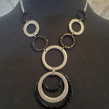 Load image into Gallery viewer, Fashion Jewelry Silver &amp; Black Multi-Hoop Necklace &amp; Earring Set
