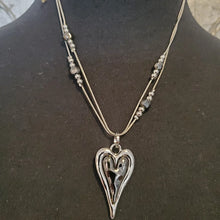 Load image into Gallery viewer, Silver Hematite Heart Pendant &amp; Earring Set
