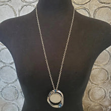 Load image into Gallery viewer, Fashion Jewelry Long Silver Oval &amp; Opal Pendant Necklace with Matching Earrings
