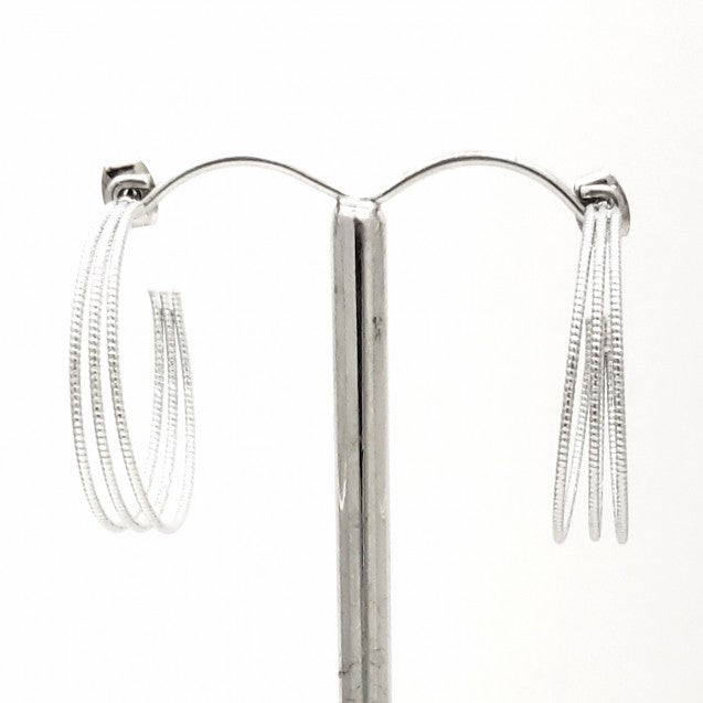 Fashion Jewelry Medium C-Hoop Stud Earrings in Silver or Gold (3 cm)