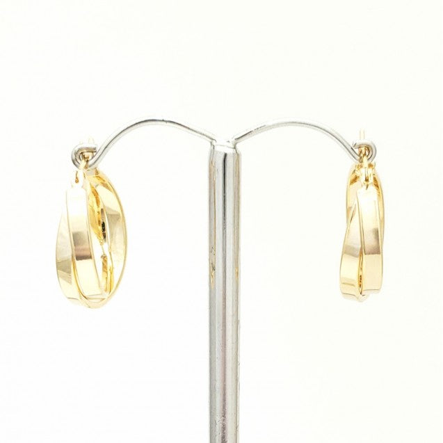Evershine Criss Cross Double Hoop Earrings in Silver or Gold