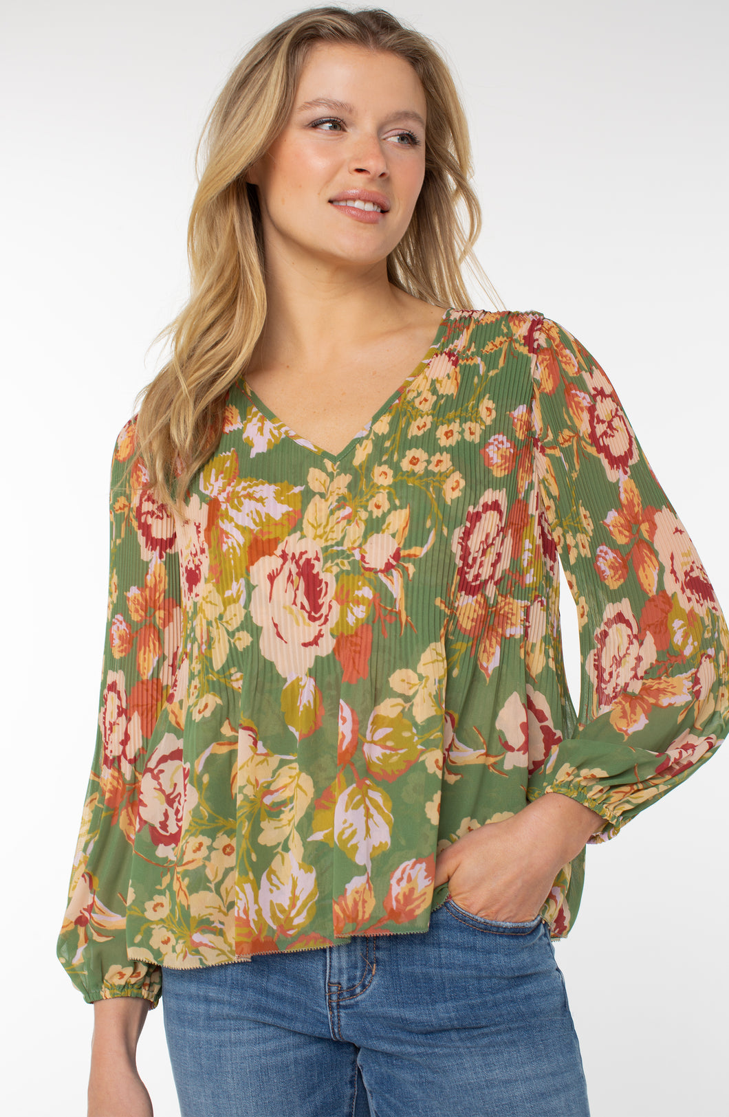 Liverpool Green Floral Print Blouse