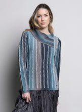 Load image into Gallery viewer, Picadilly Long Sleeve Celestial Multi Split Collar Top
