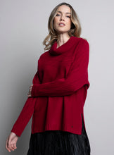 Load image into Gallery viewer, Picadilly Long Sleeve Sangria Cowl Neck Cable Knit Top
