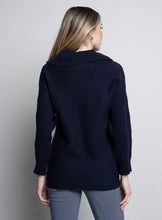 Load image into Gallery viewer, Picadilly Long Sleeve Deep Navy Cowl Neck Top with Rhinestones
