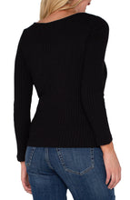 Load image into Gallery viewer, Liverpool Long Sleeve Gentle Boat Neck Rib Knit Top in Snow or Black
